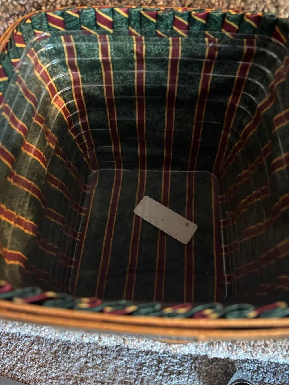 Longaberger Honey Brown Basket with Red & Green Plaid Liner